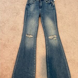 Pilcro Distressed Blue Flare Jeans